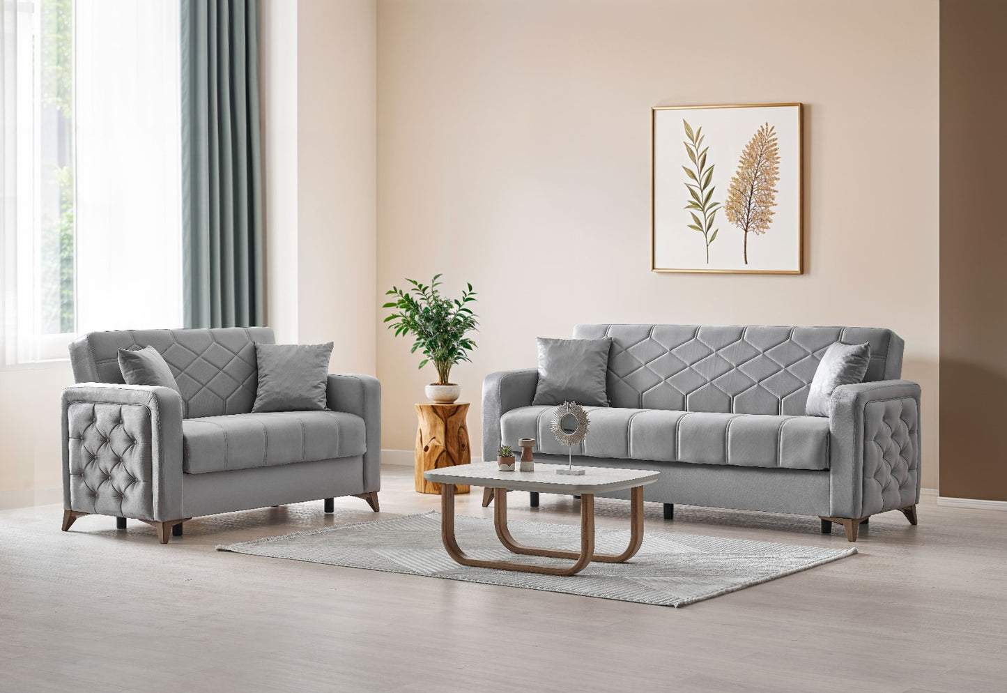 Chester 3+2+1 Seater Sofa Bed -  Gray