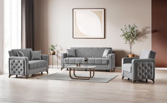 Chester 3+2+1 Seater Sofa Bed -  Gray