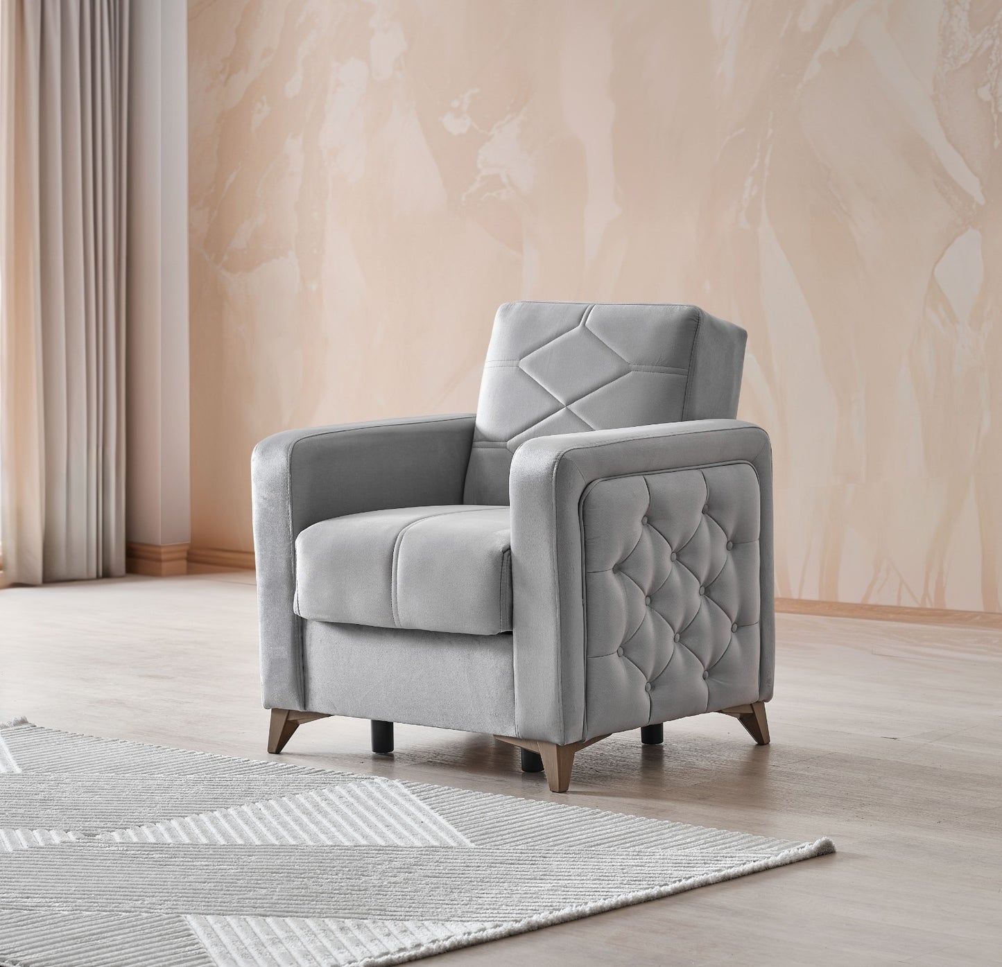 Chester 3+2+1 Seater Sofa Bed -  Gray