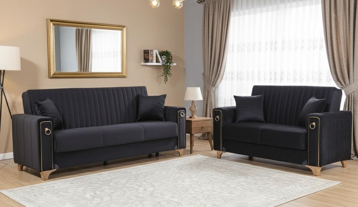 Violet 3+2+1 Seater Sofa Bed - Black