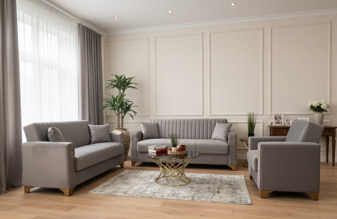 Violet 3+2+1 Seater Sofa Bed - Gray