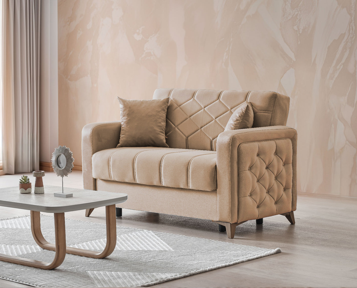 Chester 3+2+1 Seater Sofa Bed - Beige