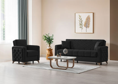 Chester 3+2+1 Seater Sofa Bed -  Black