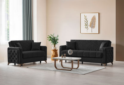 Chester 3+2+1 Seater Sofa Bed -  Black