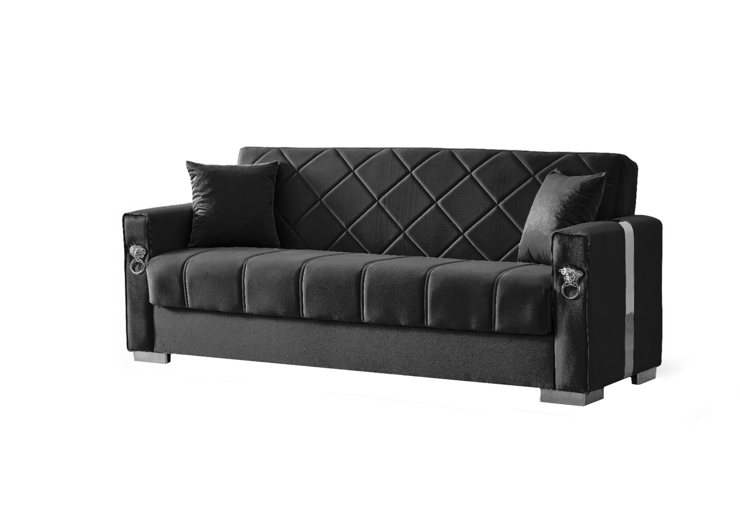 Lion Modern Black Silver 3+2+1 Seater Sofa Bed