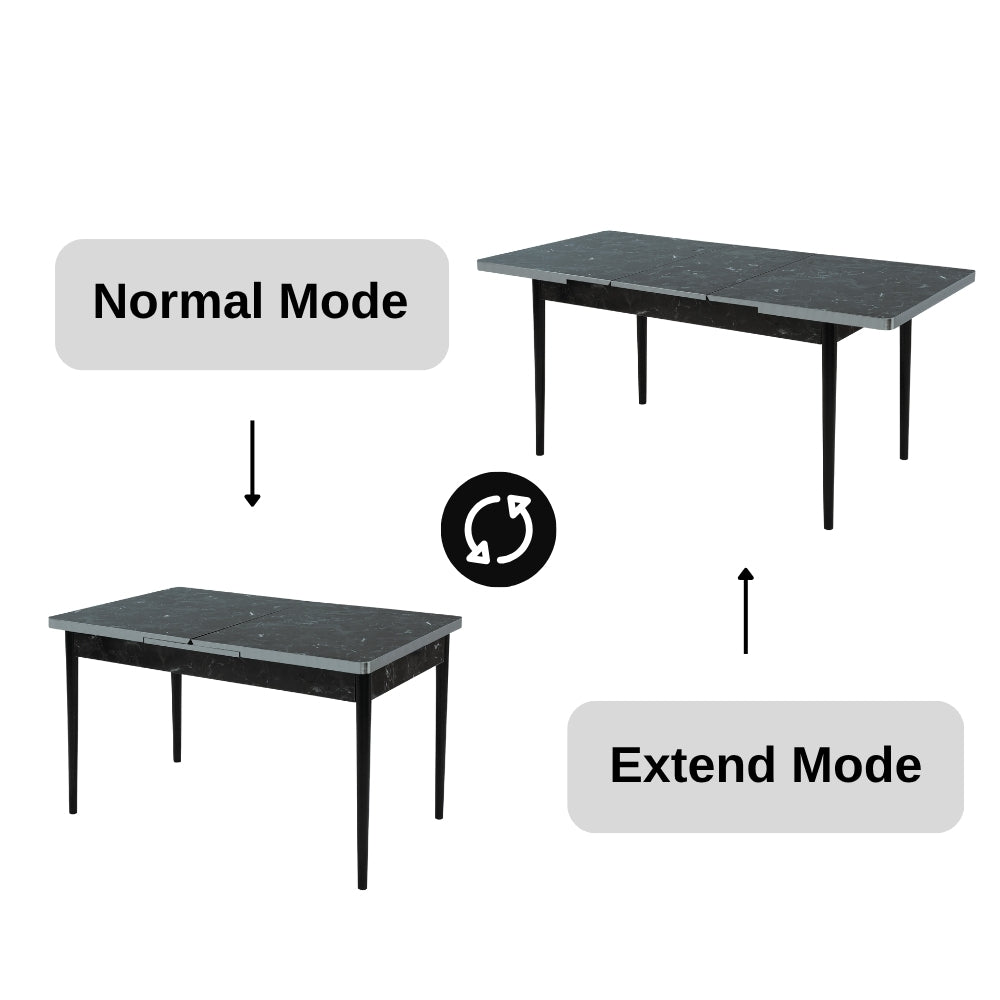 Black Wooden  Extendable Dining Table and 6 Chairs
