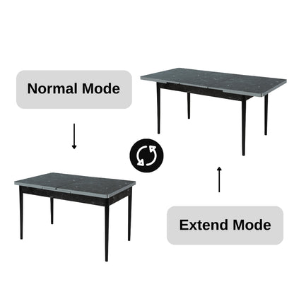 Black Wooden  Extendable Dining Table and 6 Chairs