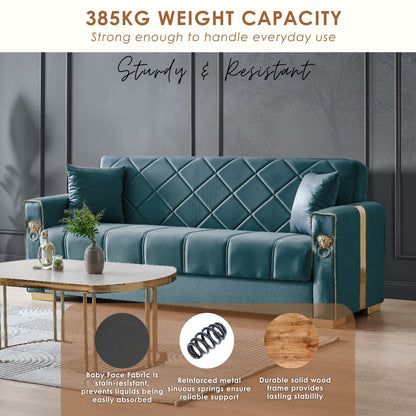 Lion Modern Green Gold 3+2+1 Seater Sofa Bed