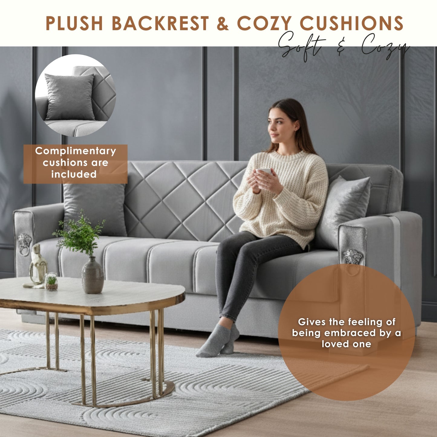 Lion Modern Gray Silver 3+2+1 Seater Bed