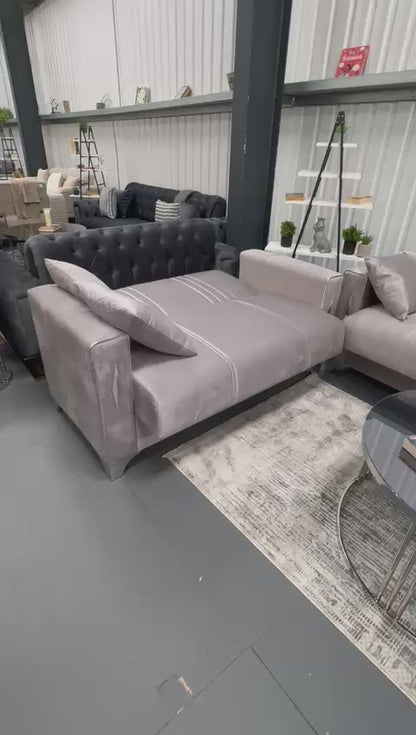 Diamond Elegant Gray Silver 3+2+1 Seater Sofa Bed