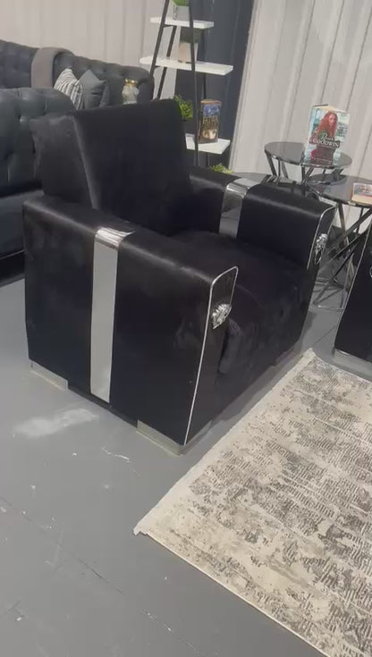 Lion Modern Black Silver 3+2+1 Seater Sofa Bed