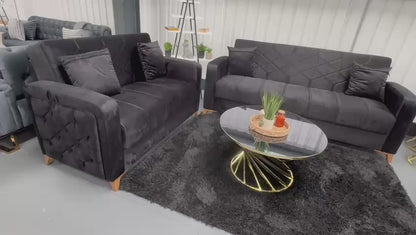 Chester 3+2+1 Seater Sofa Bed -  Black